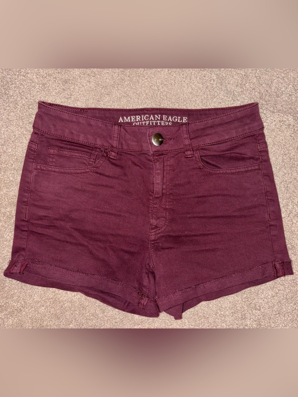 American Eagle Outfitters Maroon High-Rise Denim Shorts